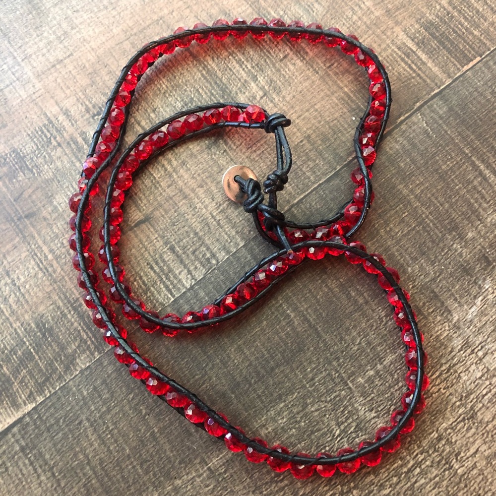 Red/black wrap bracelet - Picture 2 of 3